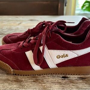 Kids Gola Maroon Trainers with White Accents